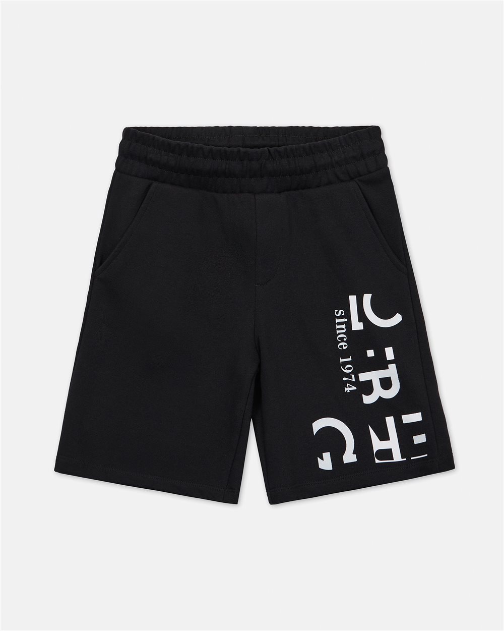 Black Bermuda shorts with contrasting white writing | Iceberg - Official Website