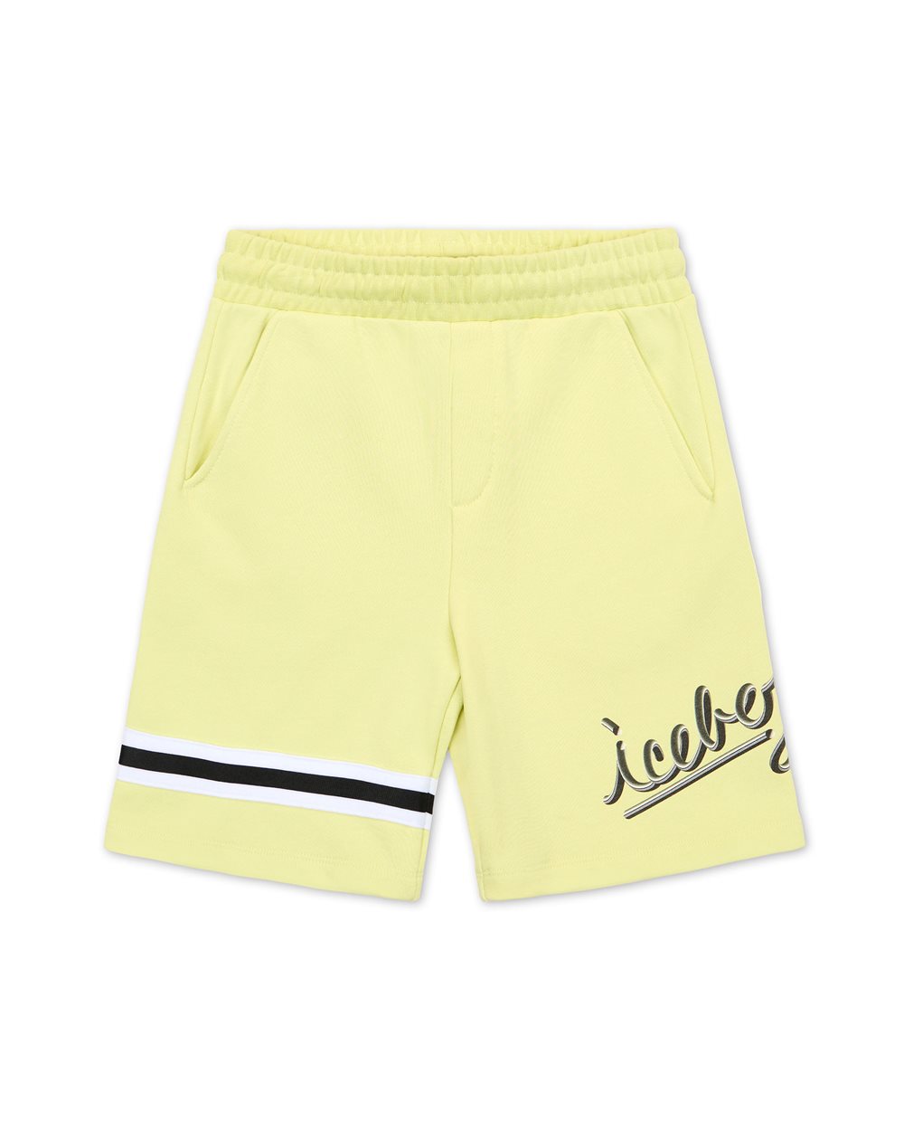 Bermuda color lime con logo Iceberg e riga blu | Iceberg - Official Website