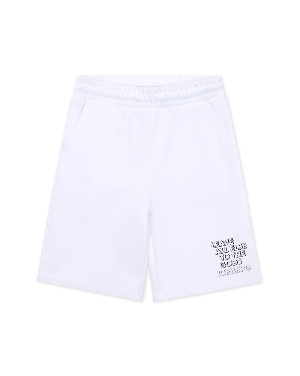 White Bermuda Shorts with Contrasting Logo - Kids | Iceberg - Official Website