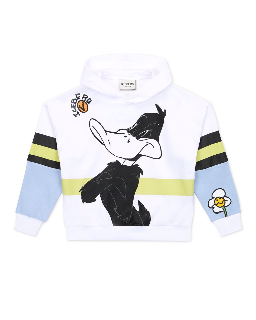 White hoodie with Daffy Duck print - Kids | Iceberg - Official Website