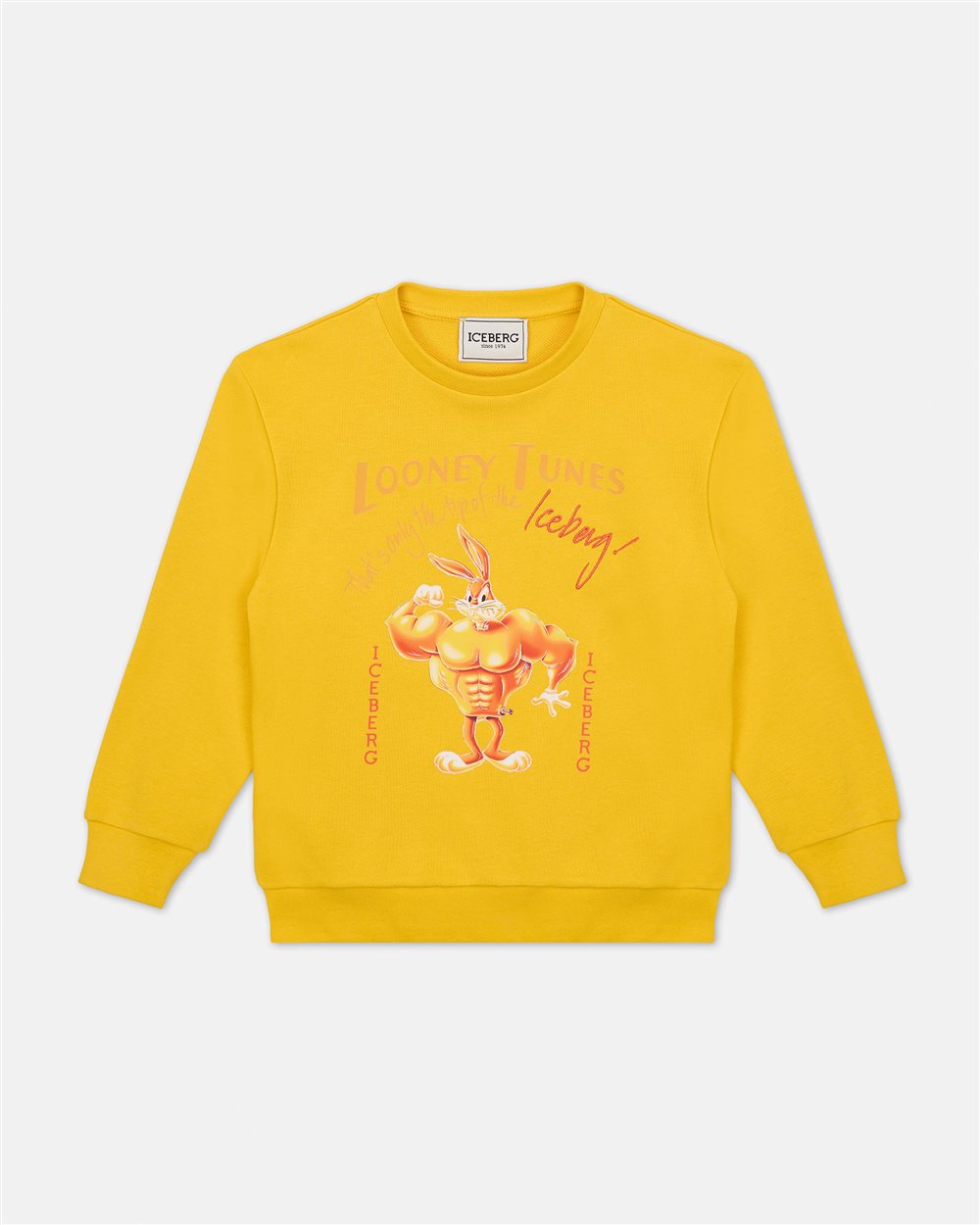 Yellow Crewneck Sweatshirt with Sylvester the Cat Drawn in Red - Kids | Iceberg - Official Website
