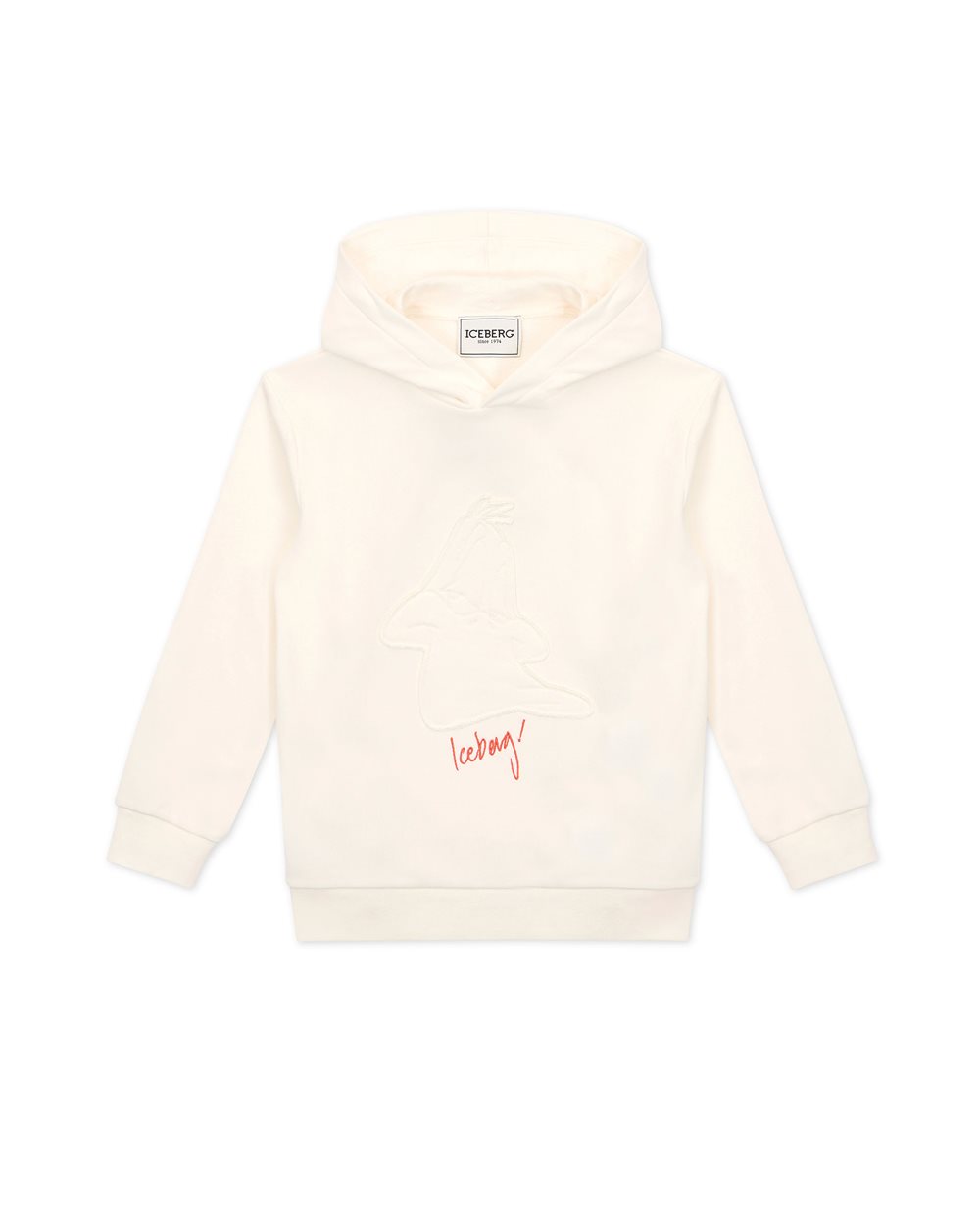 Cream hoodie with small Iceberg logo on the front - KIDS CARTOON | Iceberg - Official Website