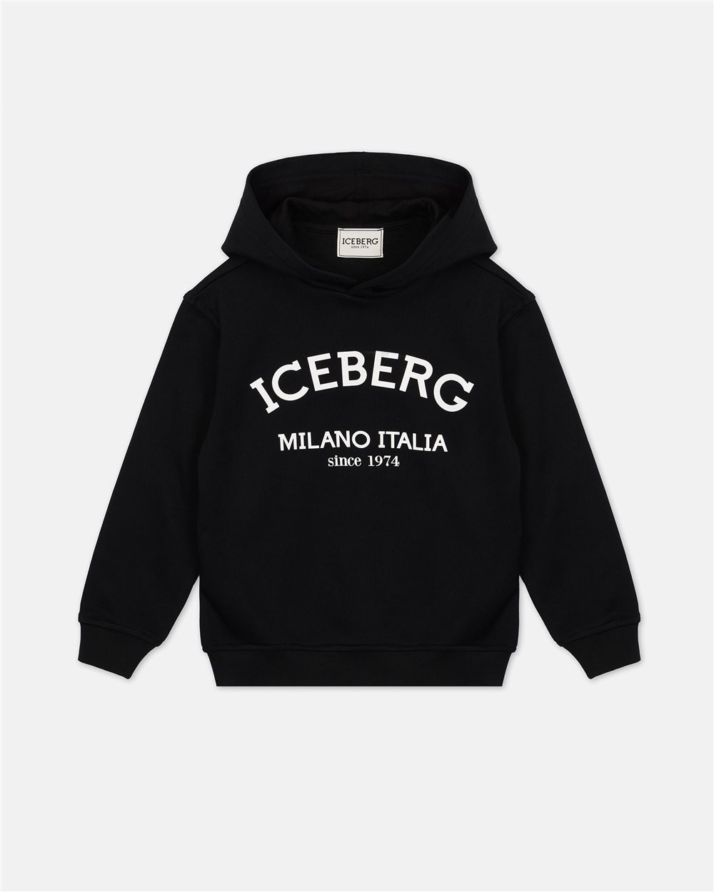 Black hoodie with institutional Iceberg logo on the front | Iceberg - Official Website
