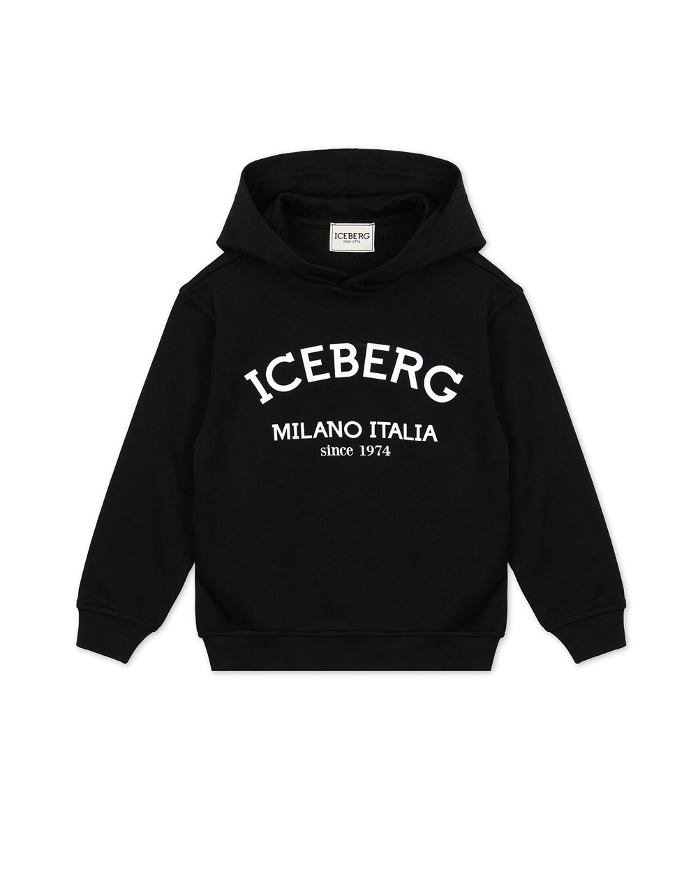 Black hoodie with institutional Iceberg logo on the front | Iceberg - Official Website