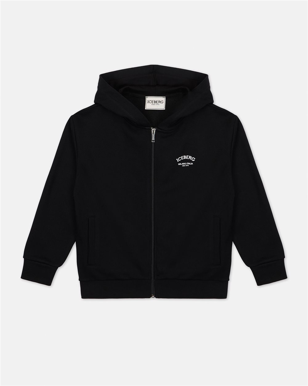 Black crewneck sweatshirt with institutional Iceberg logo on the front - Kids | Iceberg - Official Website