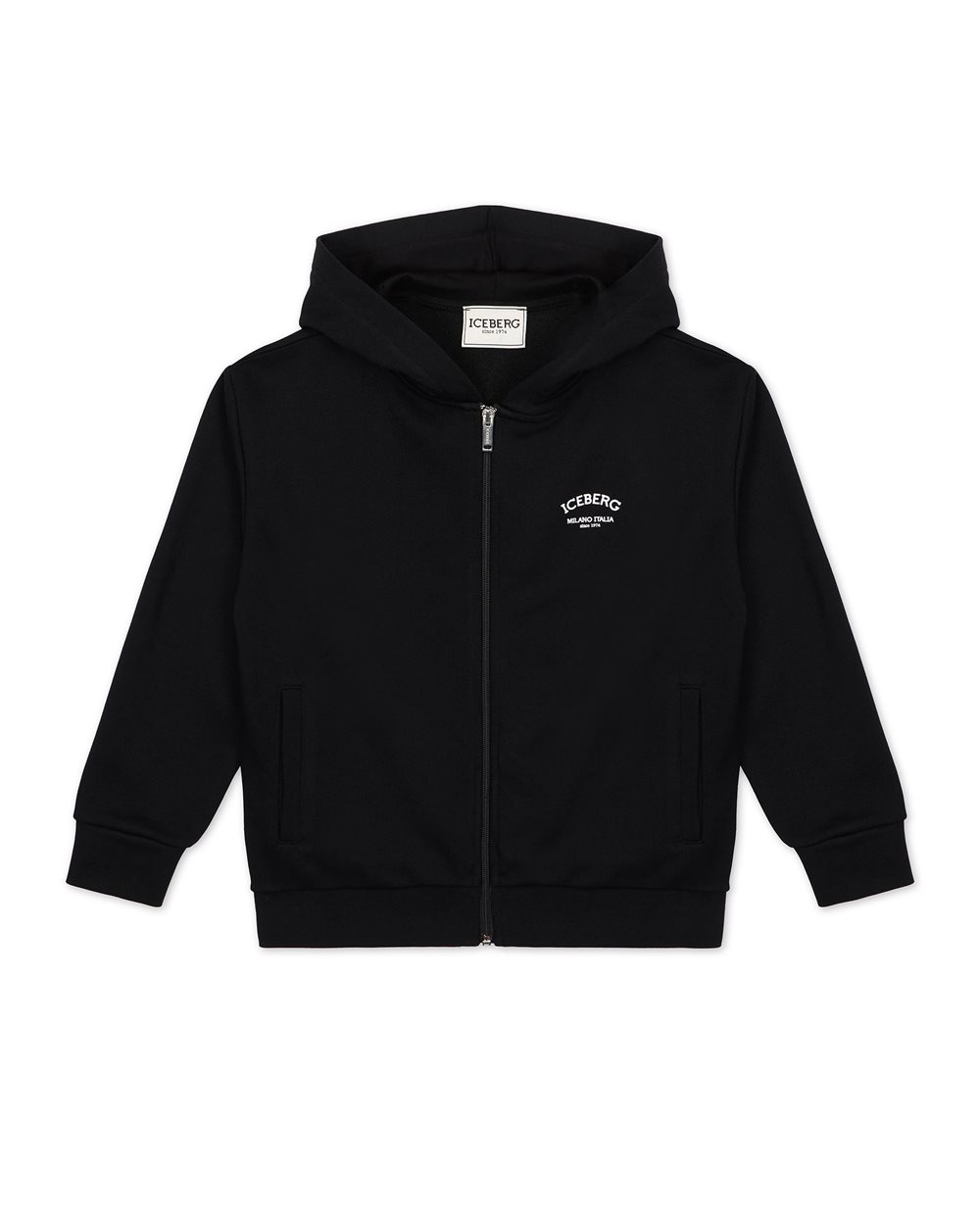 Black crewneck sweatshirt with institutional Iceberg logo on the front - Kids | Iceberg - Official Website
