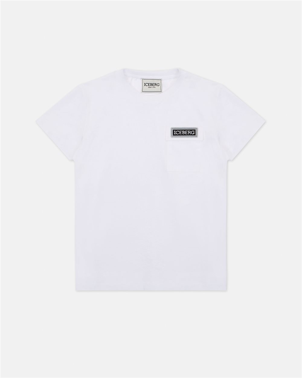 White cotton crew neck T-shirt with Iceberg logo on the heart - Kids | Iceberg - Official Website