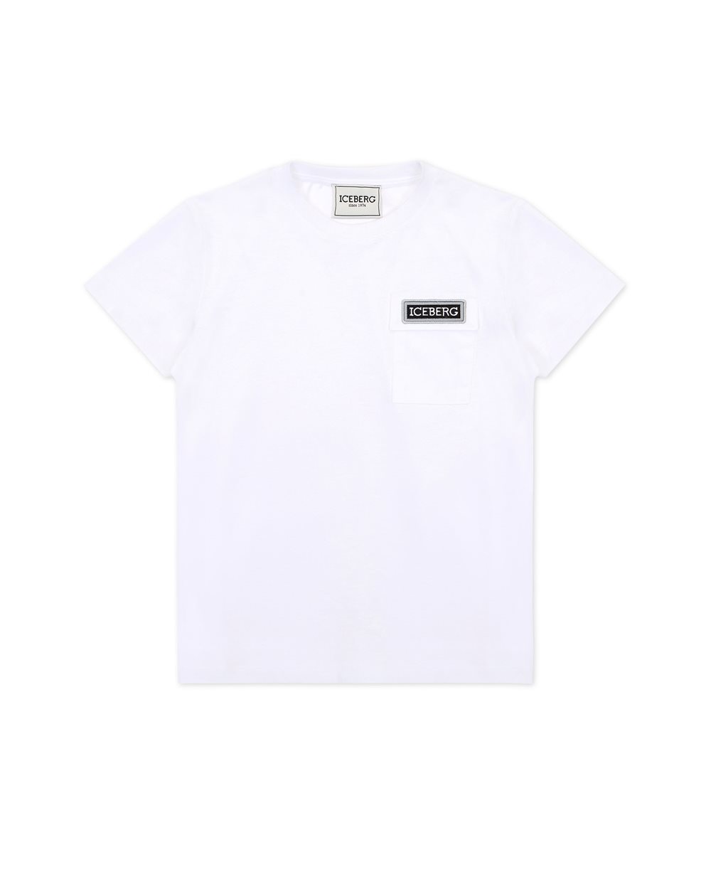 White cotton crew neck T-shirt with Iceberg logo on the heart - Kids | Iceberg - Official Website