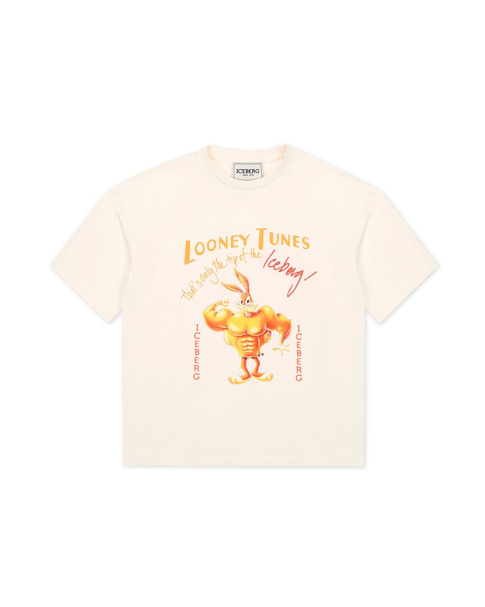 Cream T-shirt with red and orange Looney Tunes prints and designs on the front - KIDS CARTOON | Iceberg - Official Website