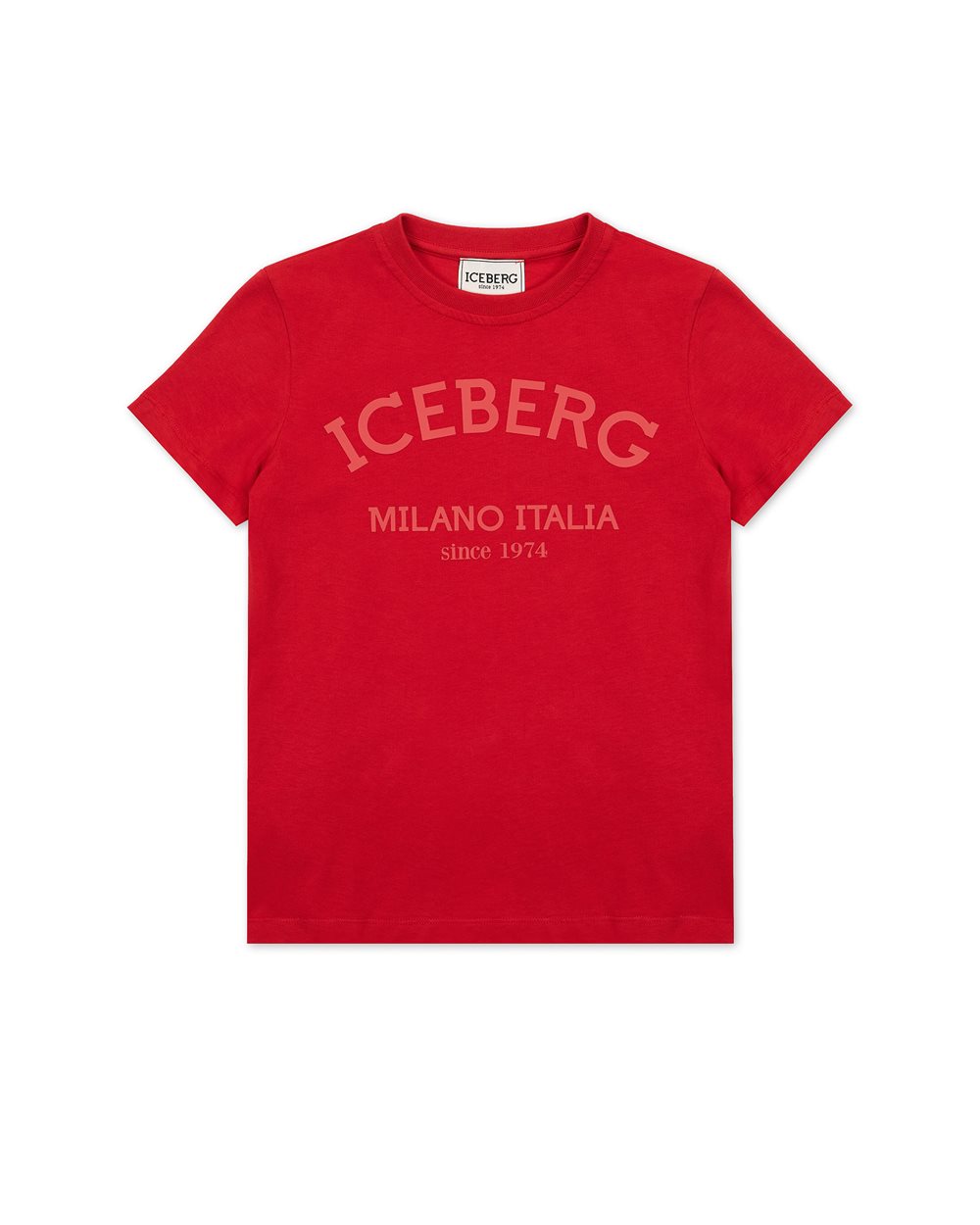 Red T-shirt with institutional Iceberg logo on the front - KIDS CARTOON | Iceberg - Official Website