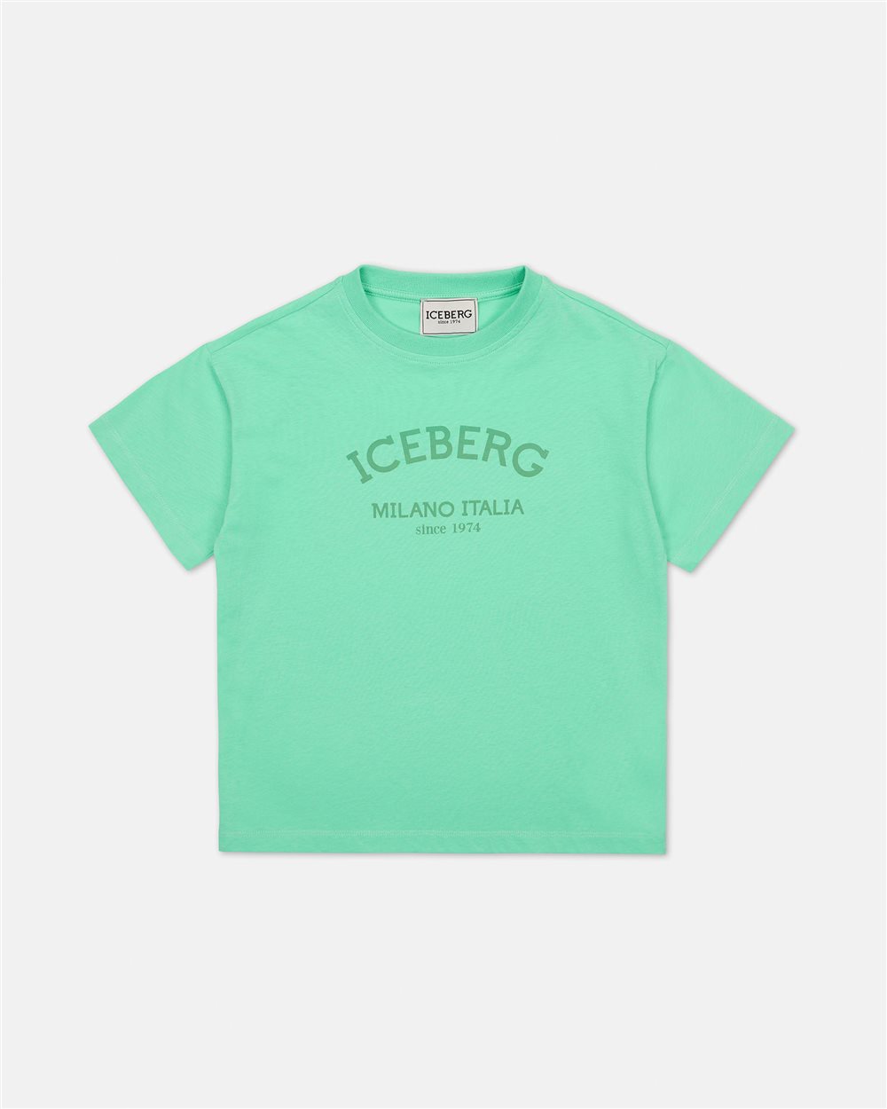 T-shirt color menta con logo Iceberg istituzionale sul davanti - Bambino | Iceberg - Official Website