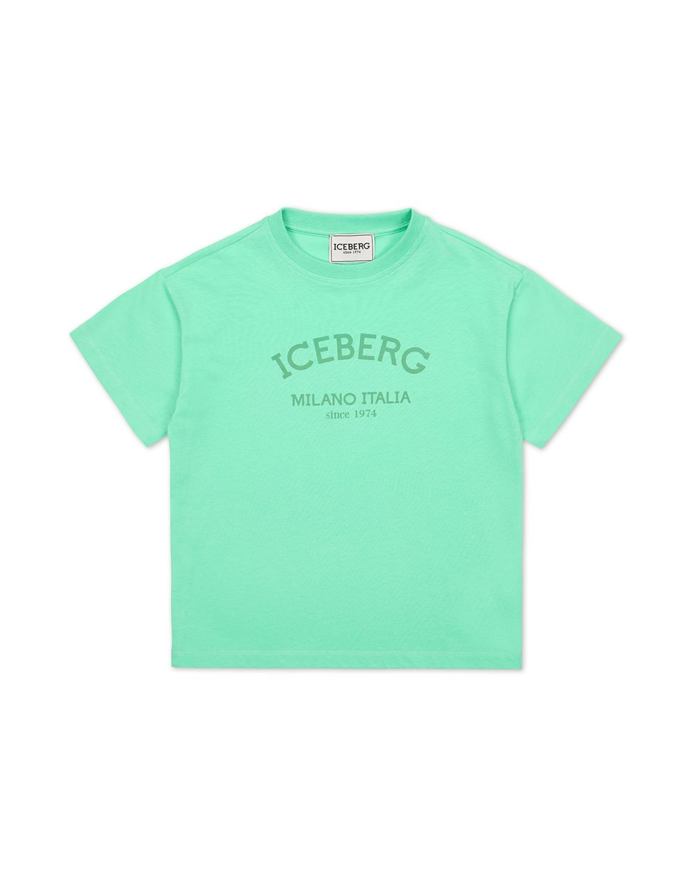 T-shirt color menta con logo Iceberg istituzionale sul davanti - Bambino | Iceberg - Official Website