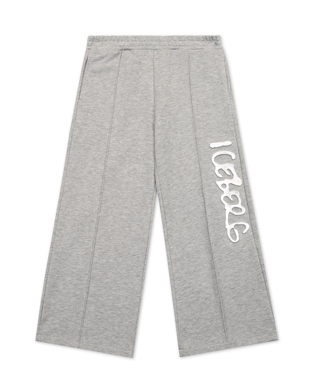 Palazzo trousers in melange grey jersey with Iceberg logo - Kids | Iceberg - Official Website