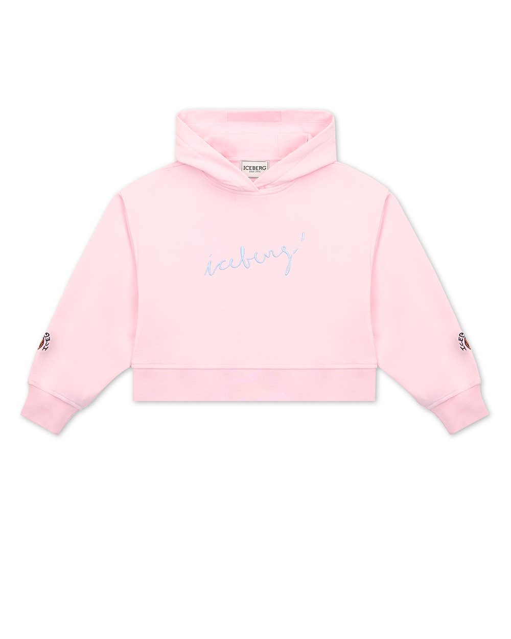 Blush cropped hoodie with Iceberg logo - Kids | Iceberg - Official Website
