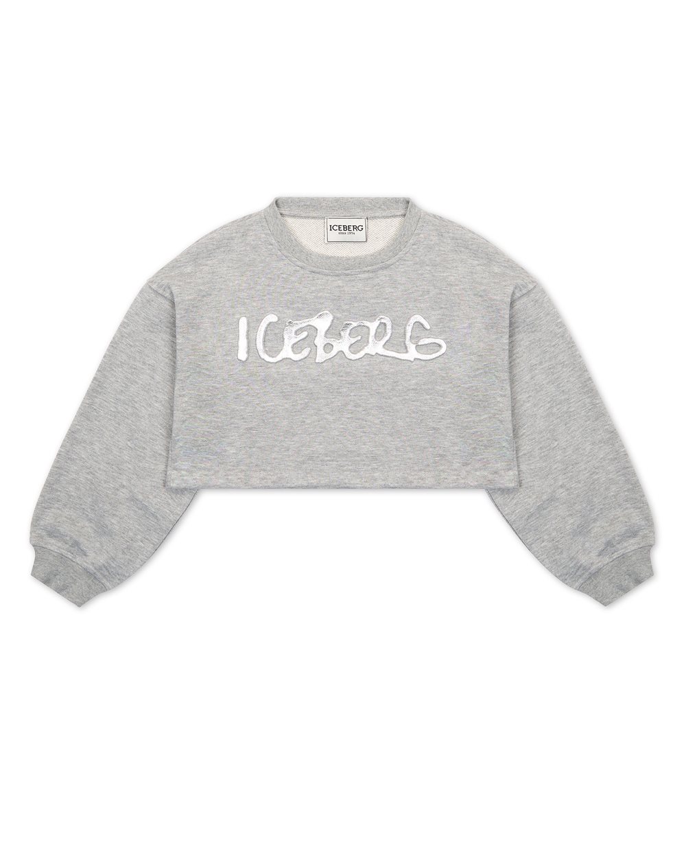 Crewneck sweatshirt in grey melange with white Iceberg logo - Kids | Iceberg - Official Website