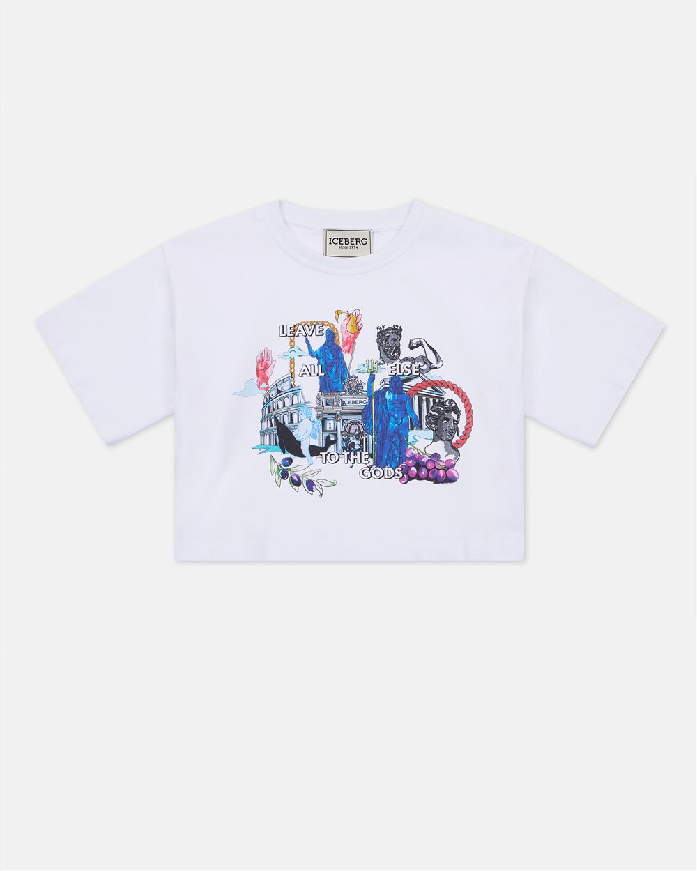 White cropped T-shirt with multicolor Looney Tunes prints - Kids | Iceberg - Official Website