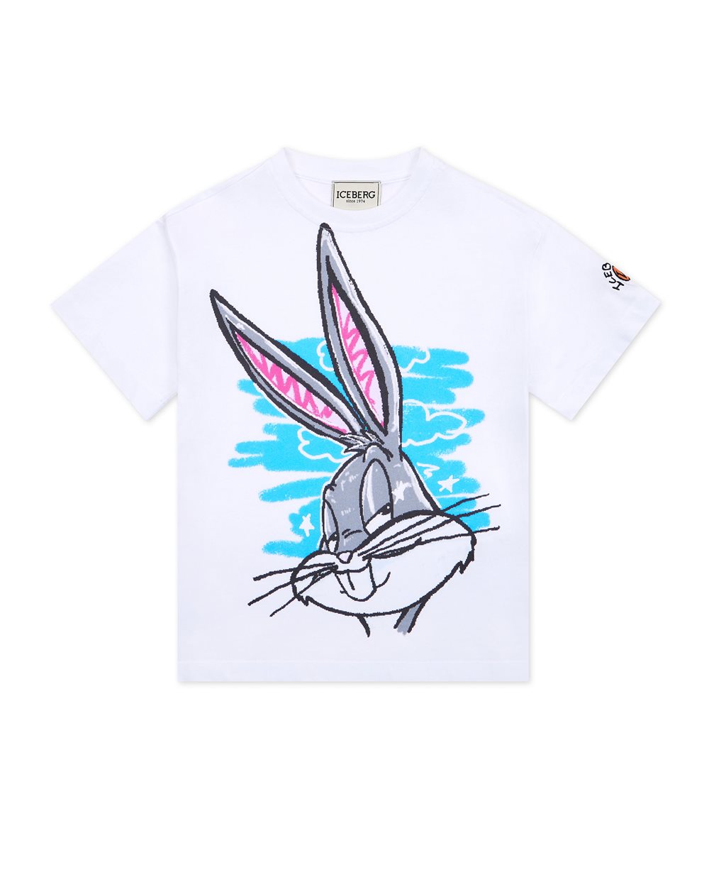 White cropped T-shirt with multicolor Looney Tunes prints - Kids | Iceberg - Official Website