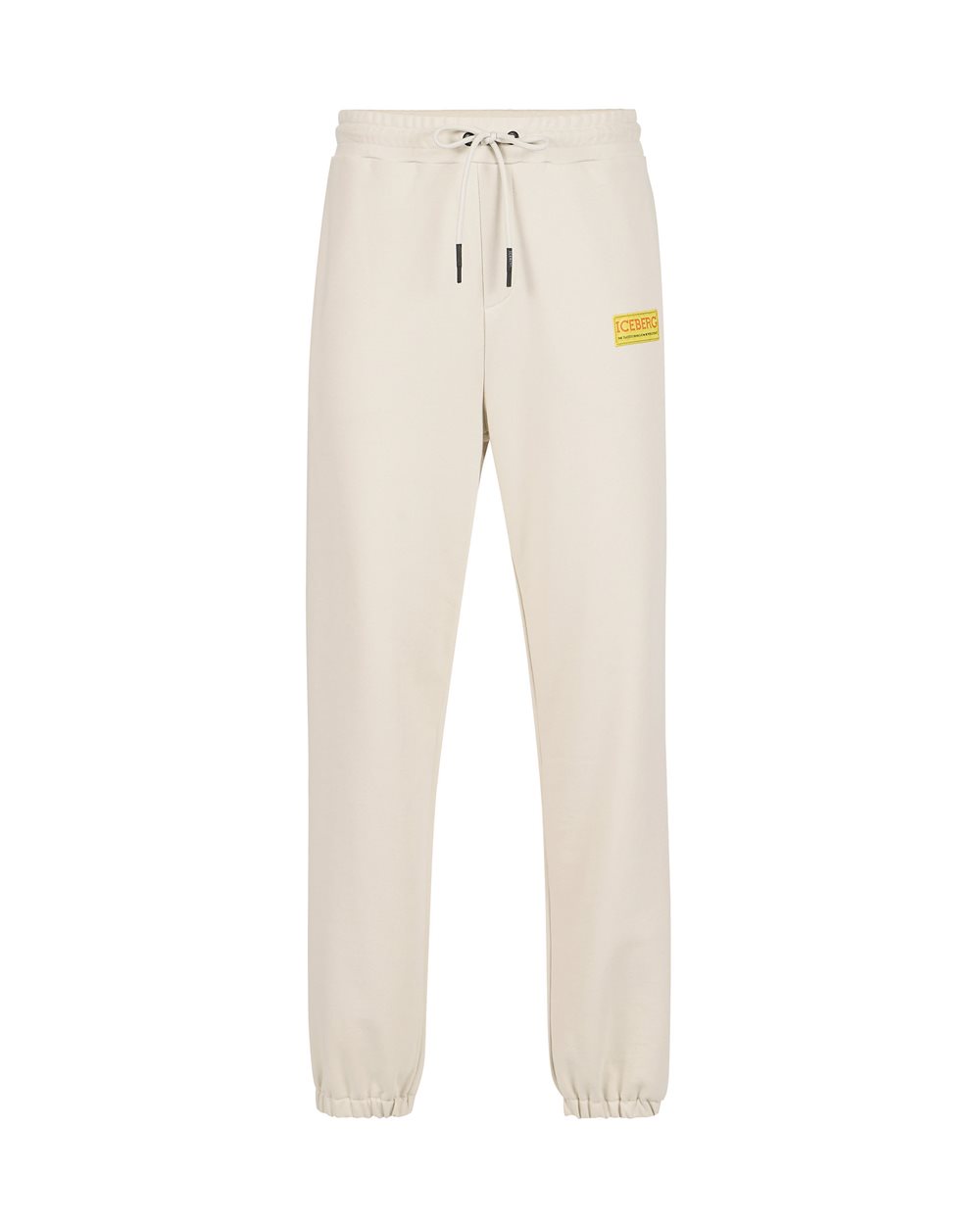 Iceberg logo cotton fleece trousers in dusty white | Iceberg - Official Website
