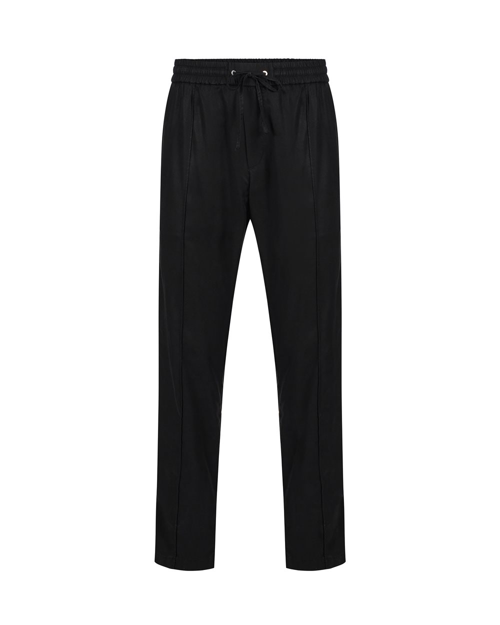 Schwarze Hose aus Tencel im Comfort Fit mit kontrastierenden Streifen - Kleidung | Iceberg - Official Website