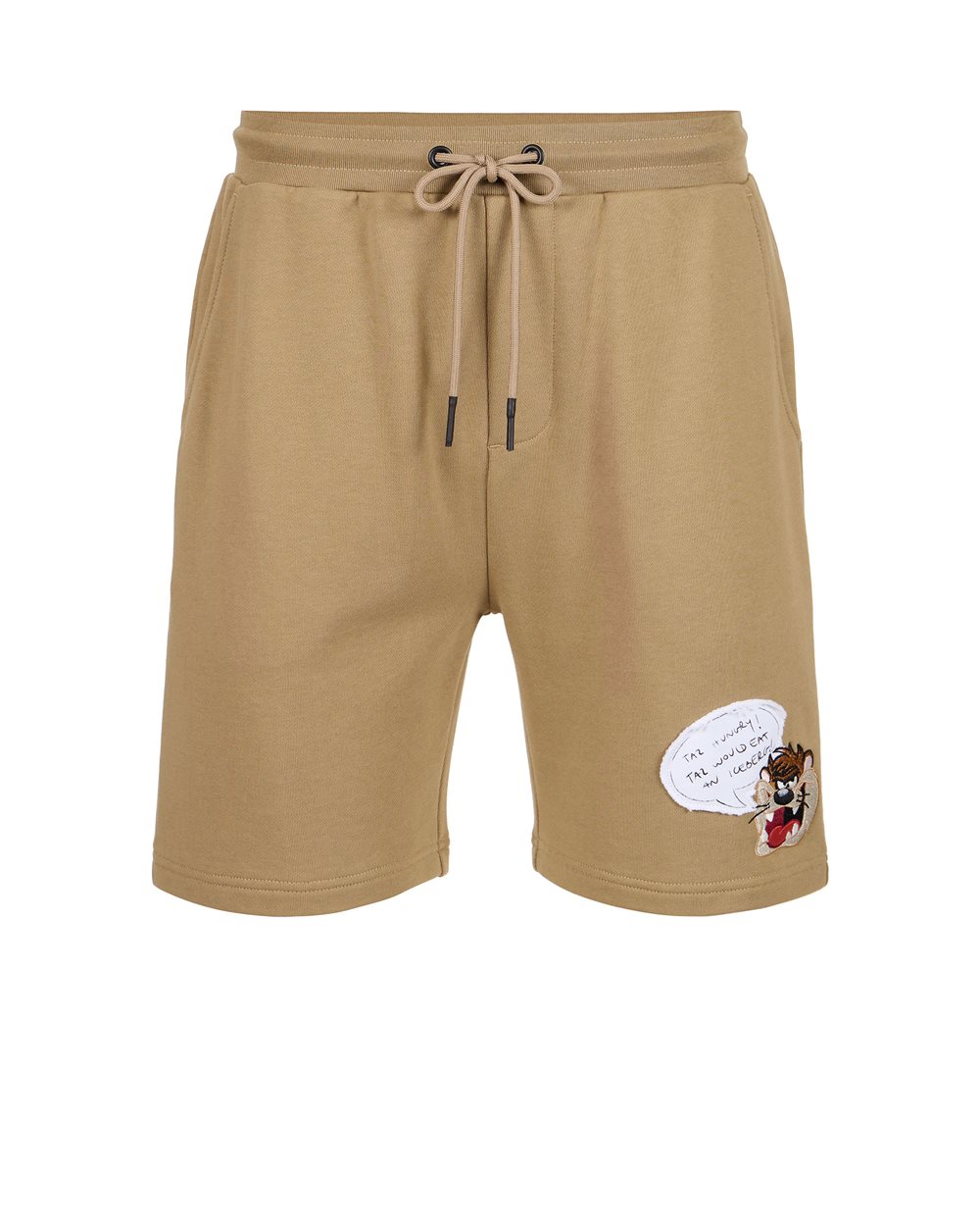Slim fit mud cotton fleece Bermuda shorts with Taz embroidery - Private Sale Man | Iceberg - Official Website