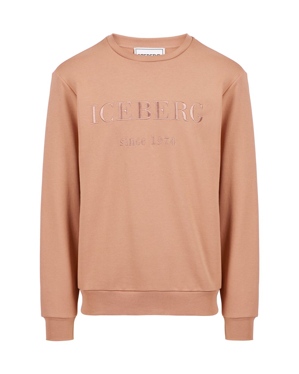 Slim fit sweatshirt in earthenware cotton with Iceberg logo embroidery - Sweatshirts | Iceberg - Official Website