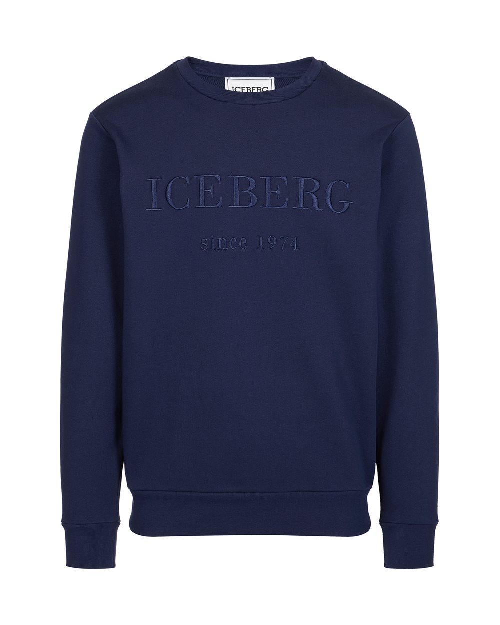 Felpa blu slim fit in cotone con ricamo logo Iceberg - Felpe | Iceberg - Official Website