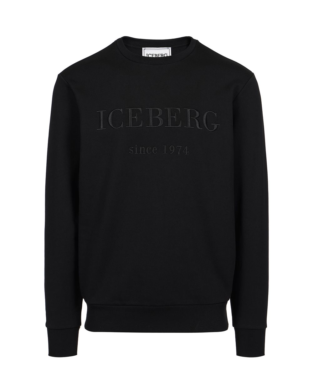 Felpa nera slim fit in cotone con ricamo logo Iceberg - Felpe | Iceberg - Official Website