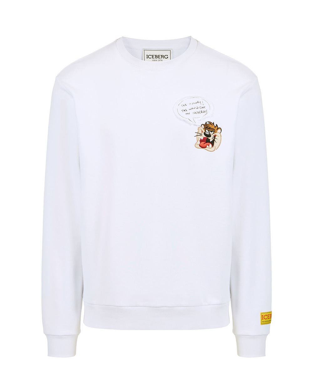 Klassisches weißes Rundhalssweatshirt im Regular Fit mit Looney Tunes-Detail - Kleidung | Iceberg - Official Website