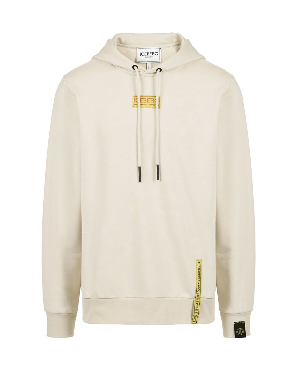 Felpa hoodie color polvere in cotone sostenibile e logo Iceberg - Felpe | Iceberg - Official Website