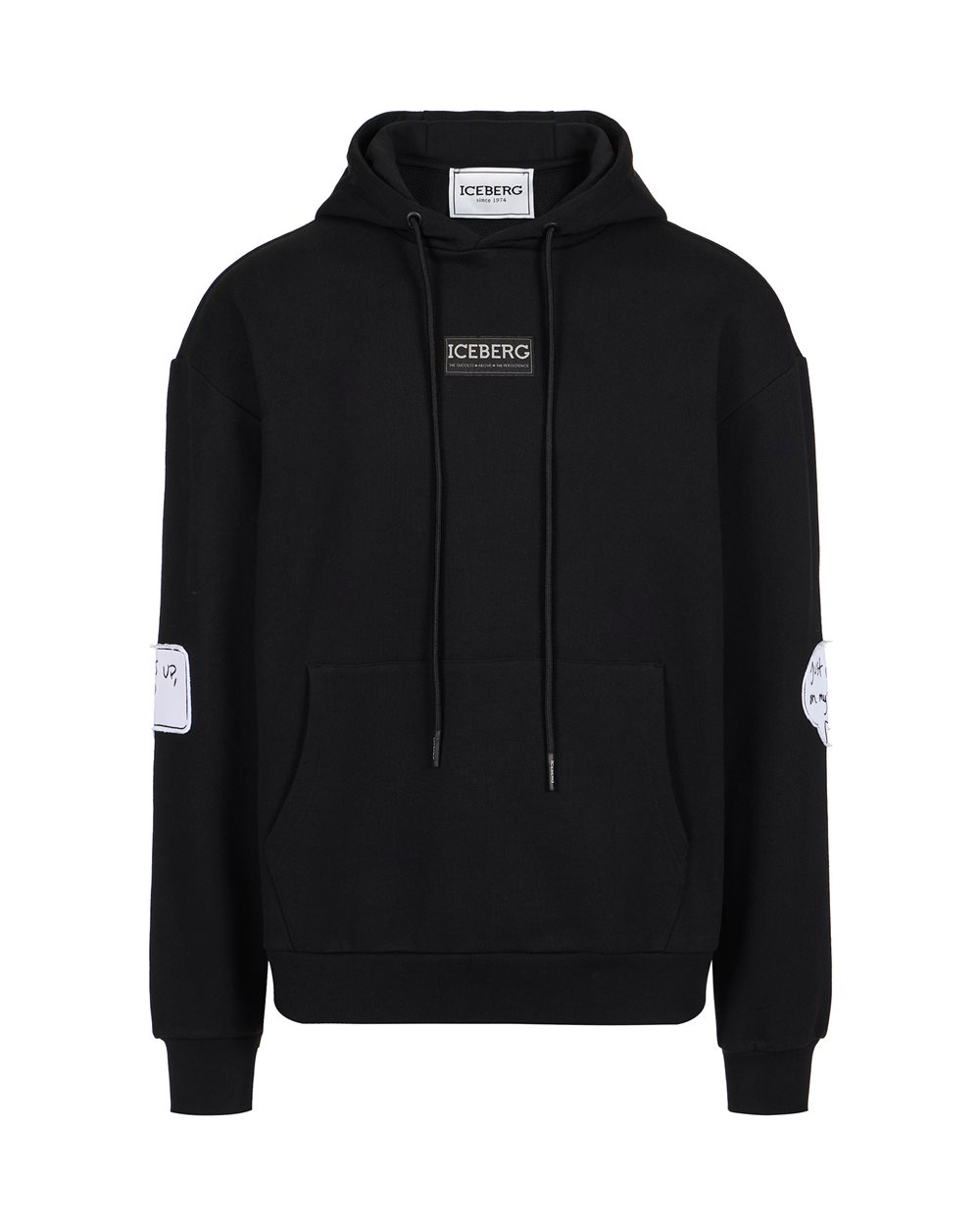 Felpa hoodie nera regular fit con stampa Looney Tunes e label logo - Felpe | Iceberg - Official Website
