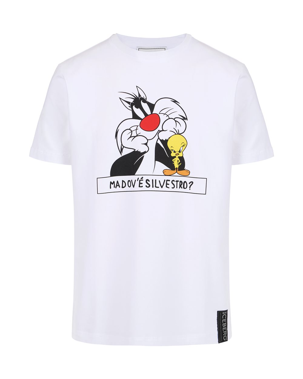 T-shirt bianca in cotone sostenibile e stampa Looney Tunes | Iceberg - Official Website