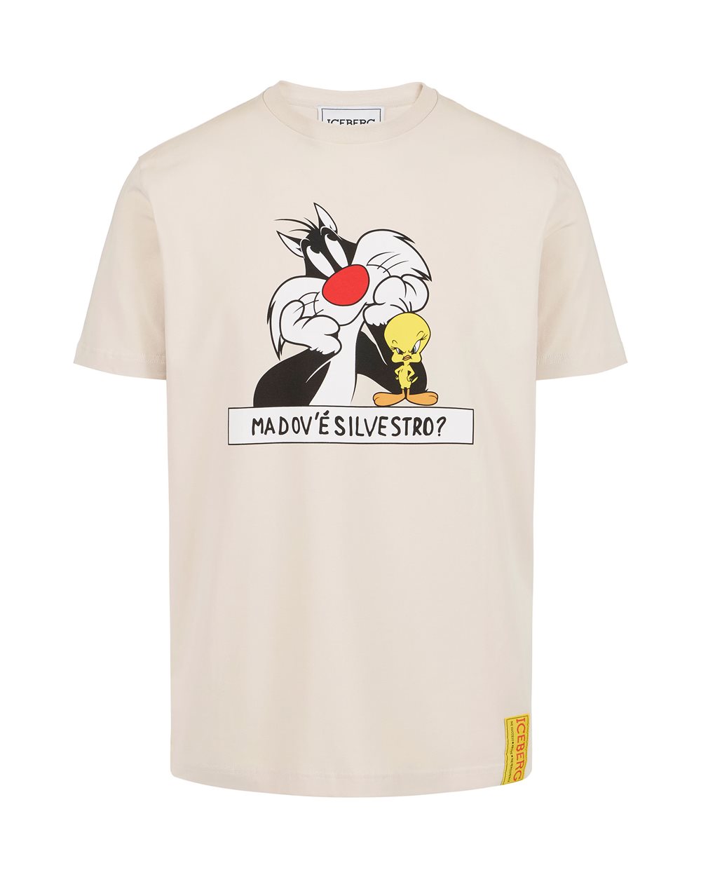 T-shirt bianco polvere in cotone sostenibile e stampa Looney Tunes | Iceberg - Official Website