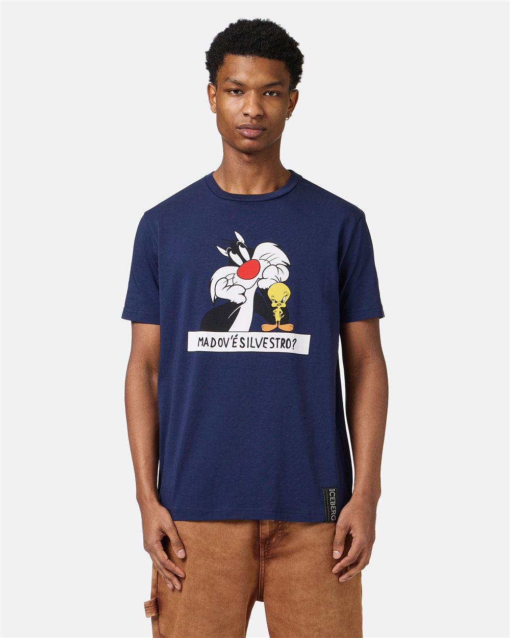 Sustainable cotton blue T-shirt with Looney Tunes print | Iceberg - Official Website