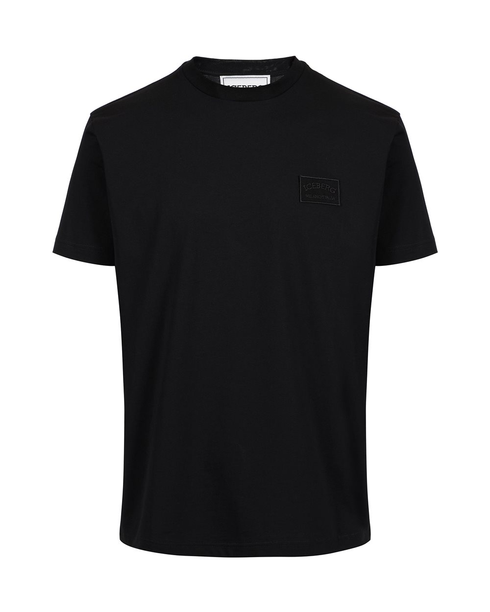 Black cotton jersey T-shirt with embroidered Iceberg logo patch - T-shirts & polo | Iceberg - Official Website