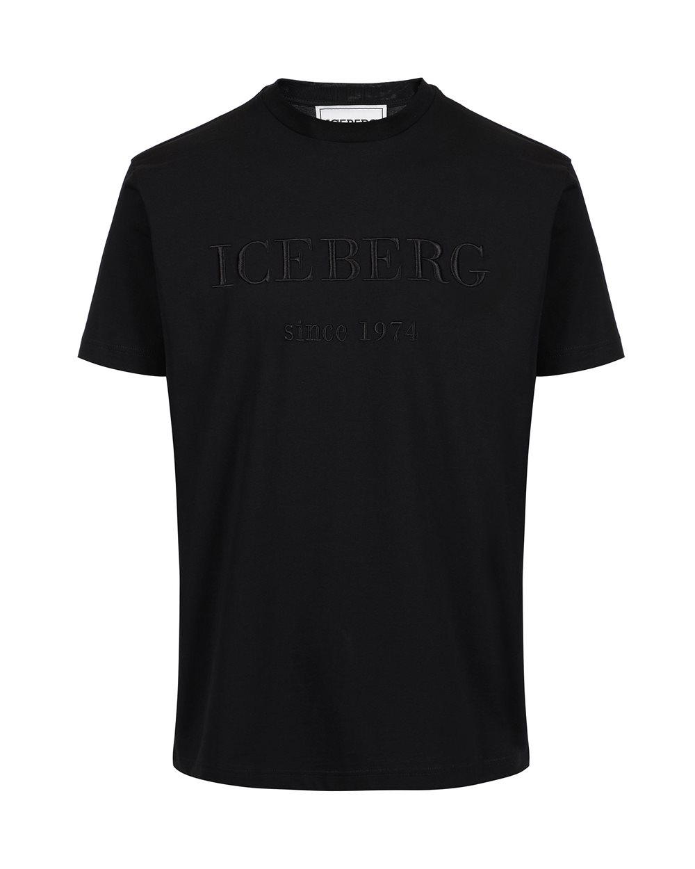 Black carry-over cotton T-shirt with institutional logo embroidery - PER FARE LE REGOLE | Iceberg - Official Website