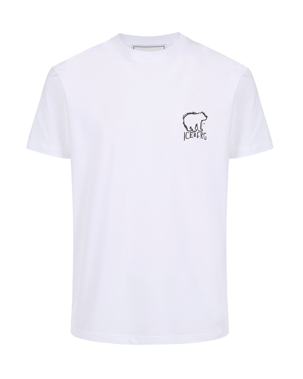 White slim fit cotton T-shirt with Bear print - ORSO | Iceberg - Official Website