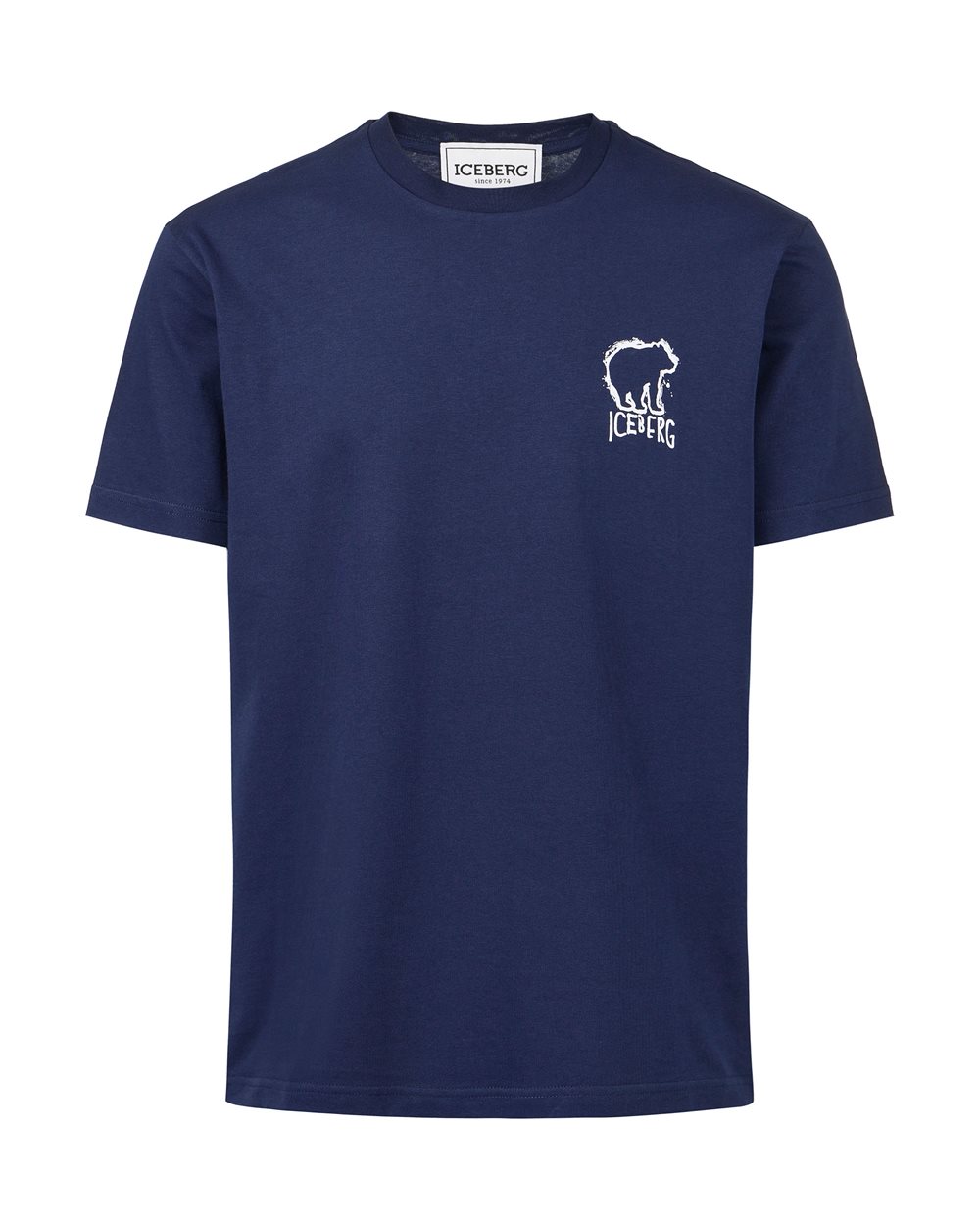 Blue slim fit cotton T-shirt with Bear print - ORSO | Iceberg - Official Website