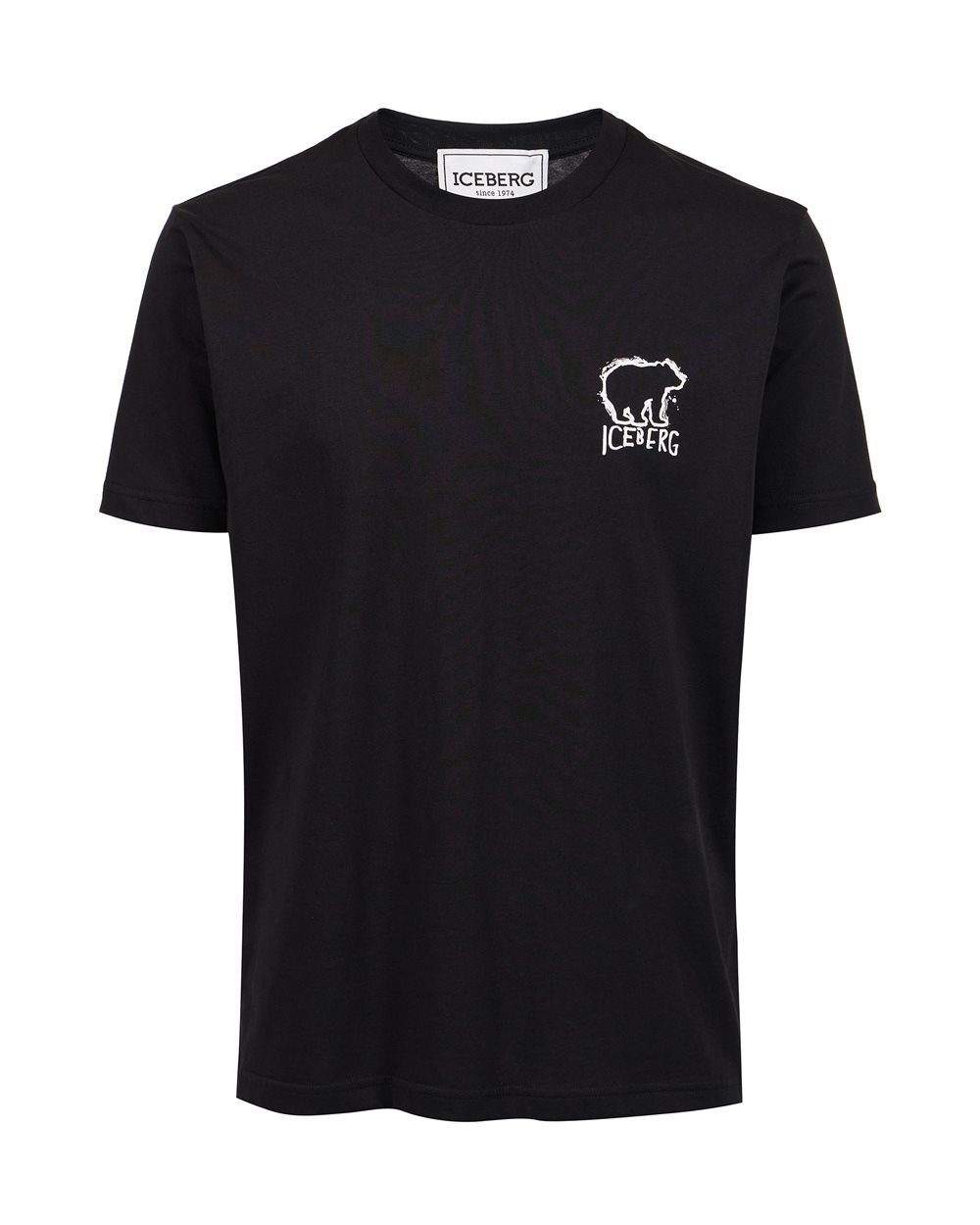 Black slim fit cotton T-shirt with Bear print - ORSO | Iceberg - Official Website