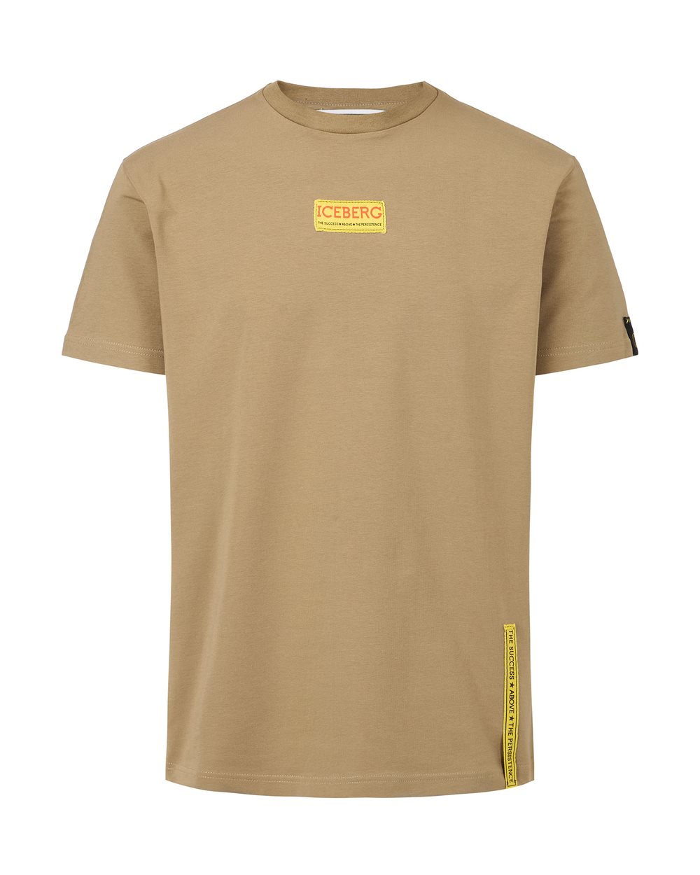 Slim-fit mud-colored T-shirt in sustainable cotton jersey - Private Sale Man | Iceberg - Official Website