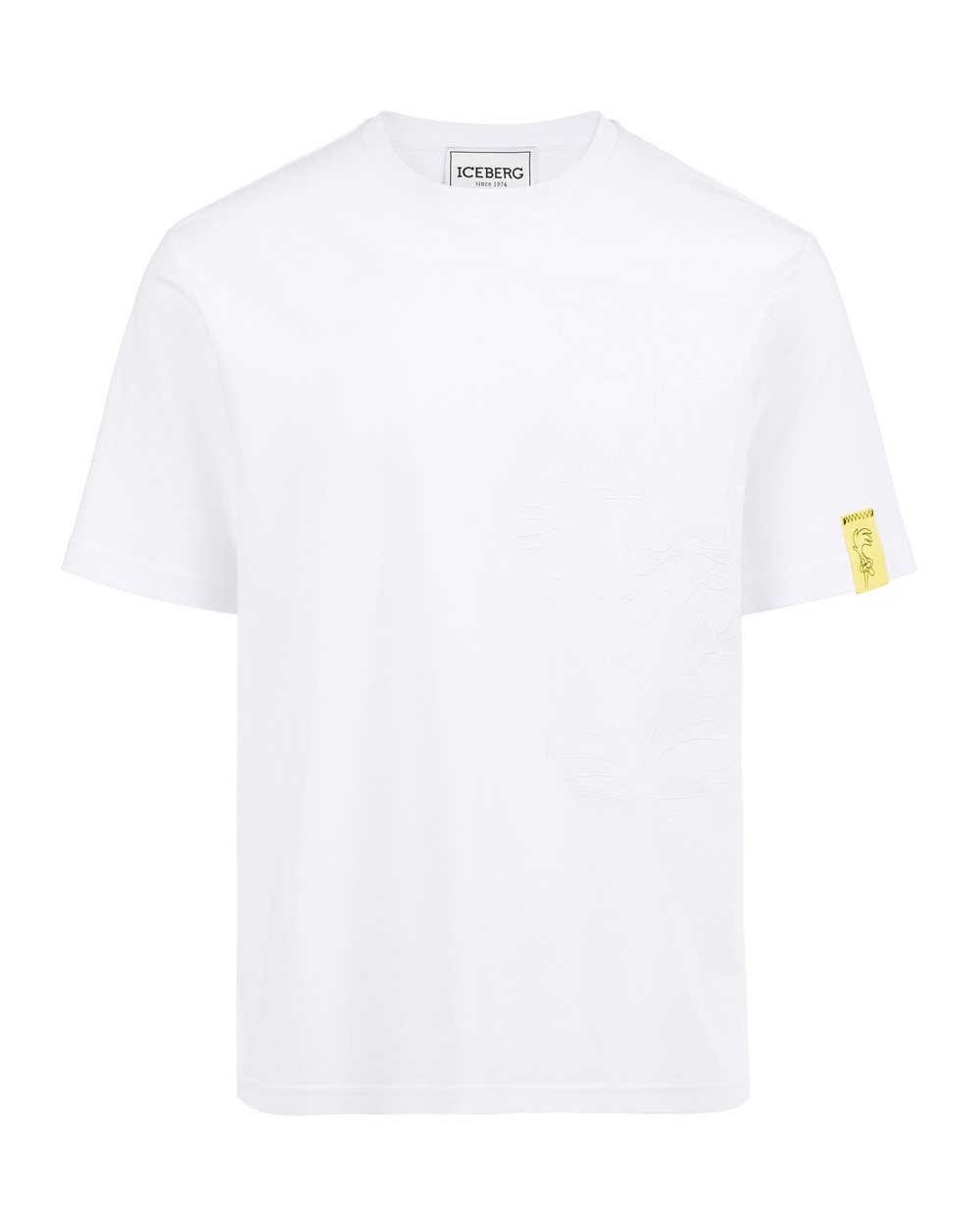 White Regular Fit T-Shirt in Sustainable Interlock Fabric - Private Sale Man | Iceberg - Official Website