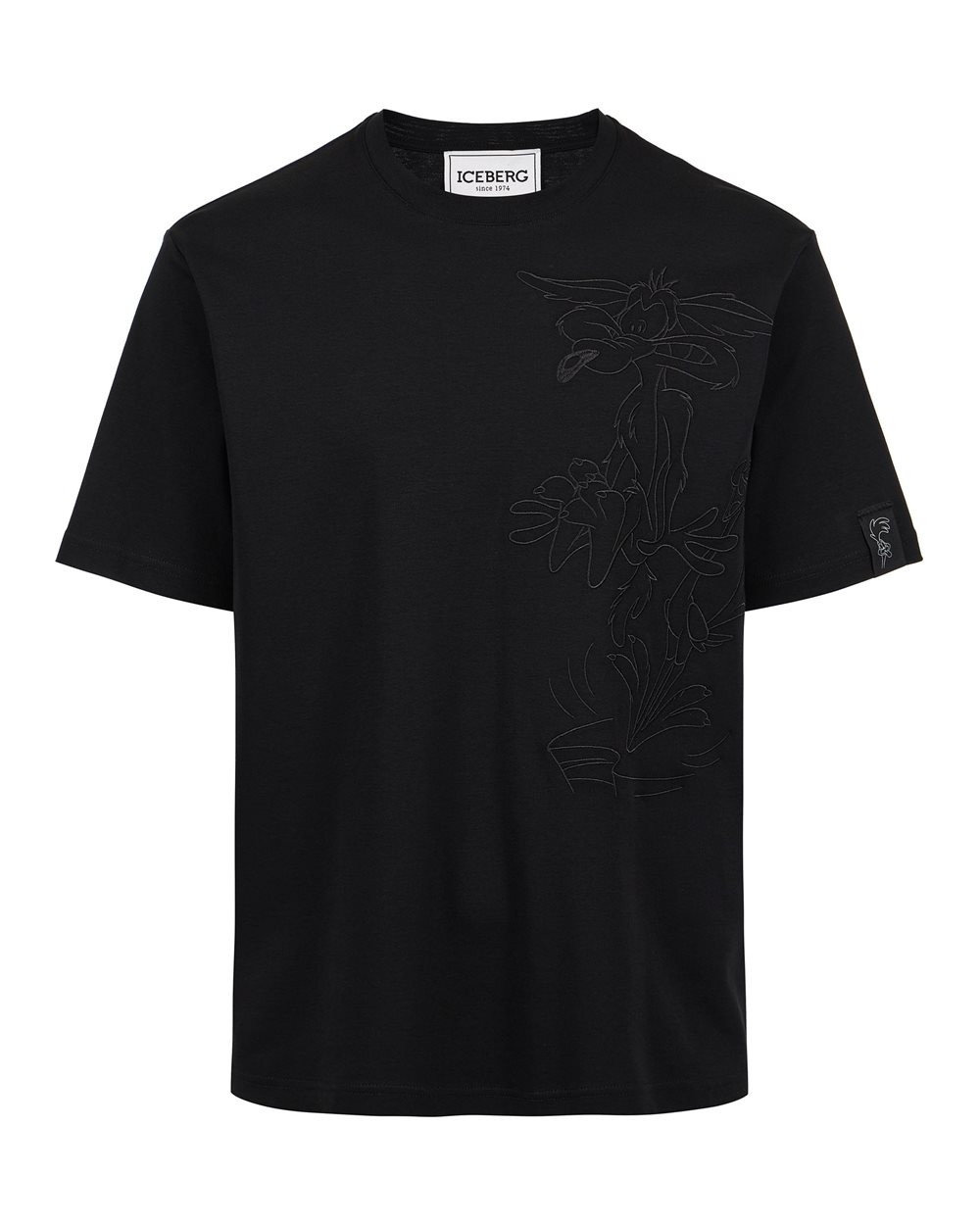 Schwarzes Regular Fit T-Shirt aus nachhaltigem Interlock-Stoff. - Herren | Iceberg - Official Website
