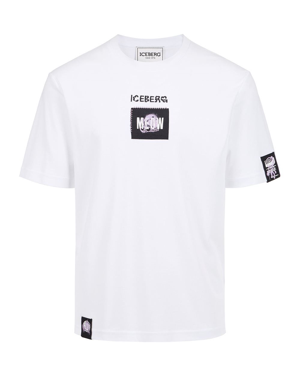 White Regular Fit T-Shirt in GOTS Certified Sustainable Interlock - Man | Iceberg - Official Website