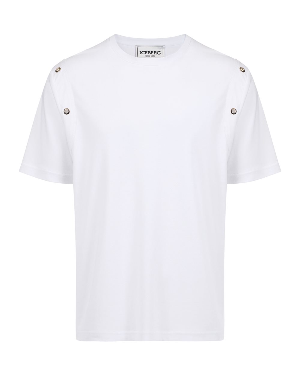 White regular fit T-shirt in sustainable interlock fabric - T-shirts & polo | Iceberg - Official Website
