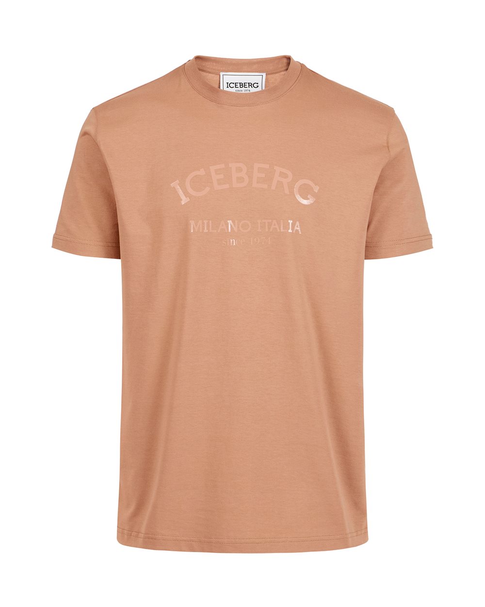 Terracotta color cotton jersey T-shirt with Iceberg logo - T-shirts & polo | Iceberg - Official Website