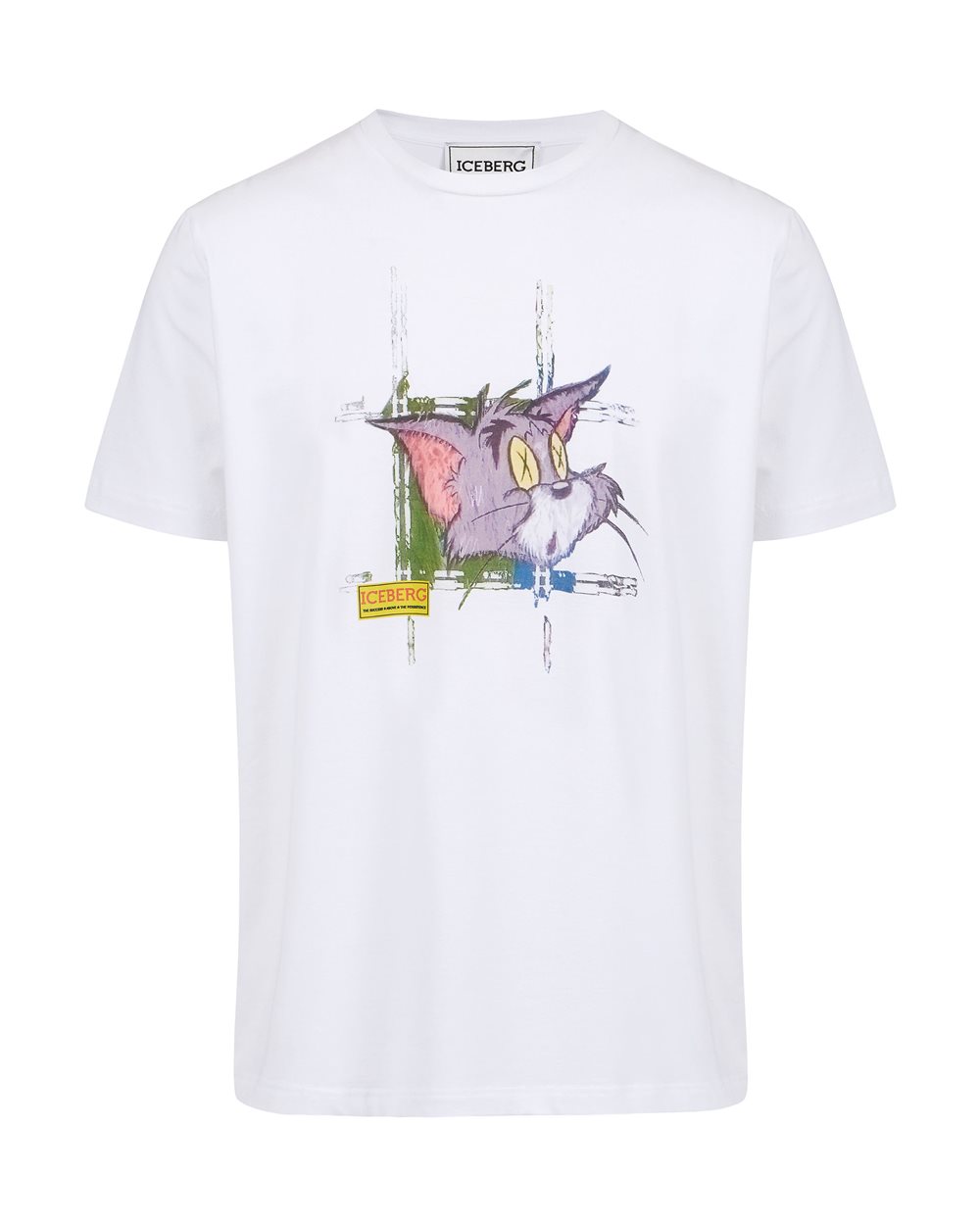 Classic regular fit white T-shirt in cotton jersey with Tom print on the front - T-shirts & polo | Iceberg - Official Website