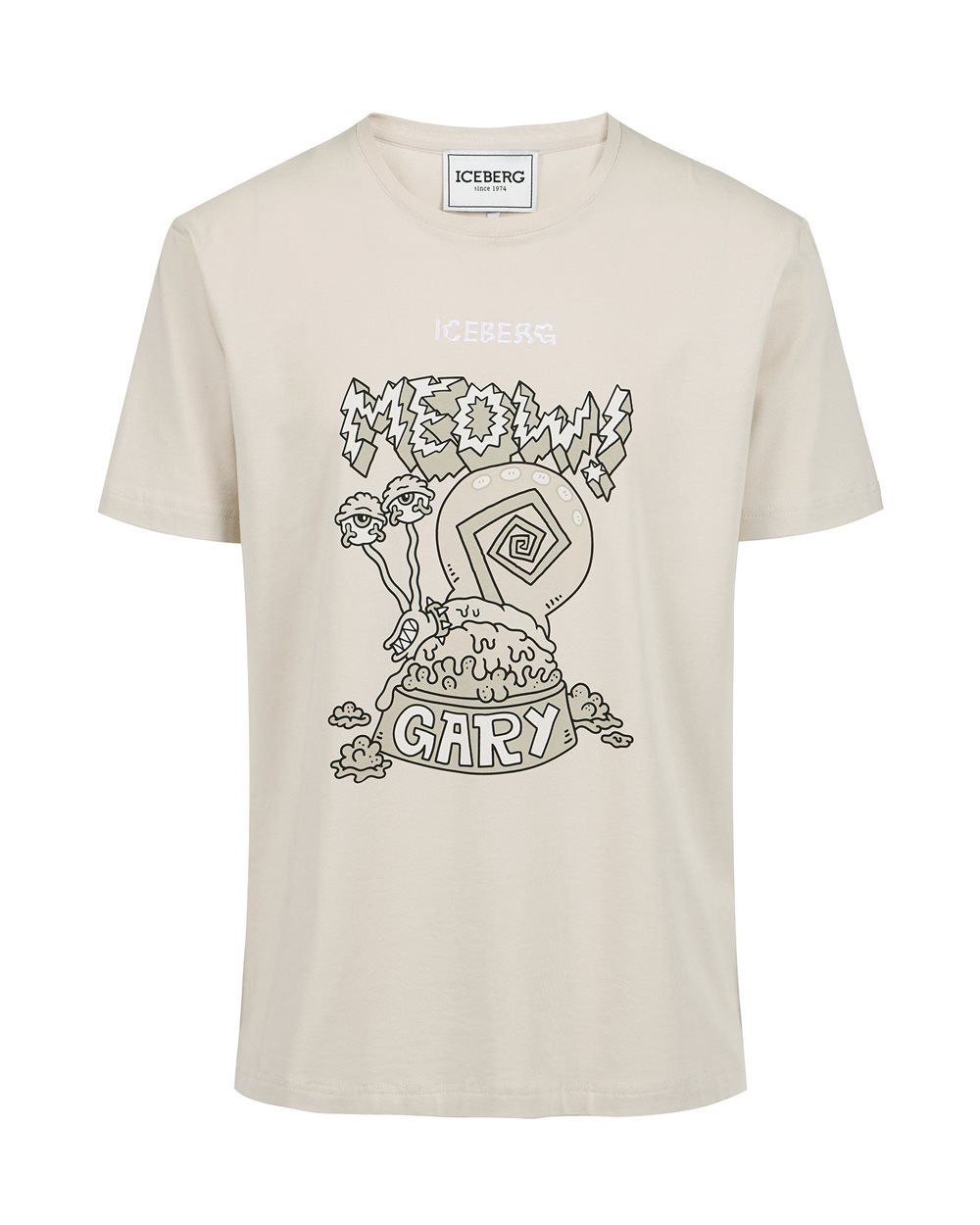Powder-colored regular-fit sustainable stretch jersey T-shirt - T-shirts & polo | Iceberg - Official Website
