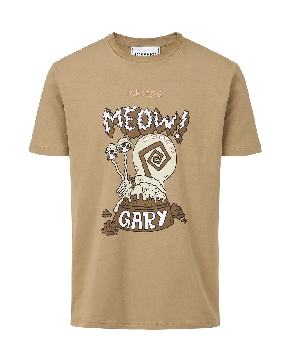 Mud-colored regular-fit sustainable stretch jersey T-shirt - SPONGEBOB | Iceberg - Official Website
