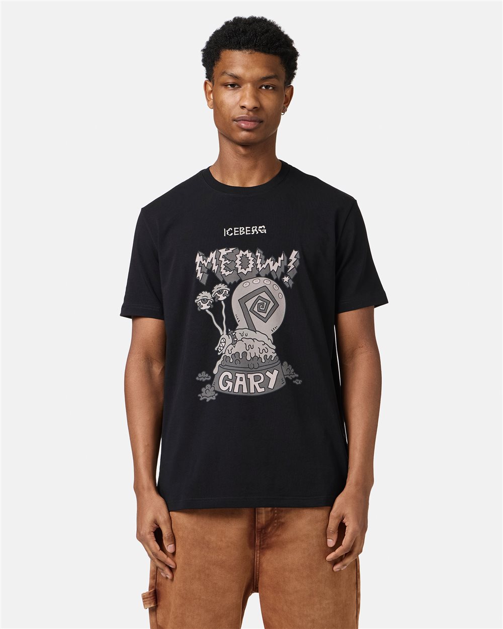 Black regular-fit sustainable stretch jersey T-shirt - Man | Iceberg - Official Website