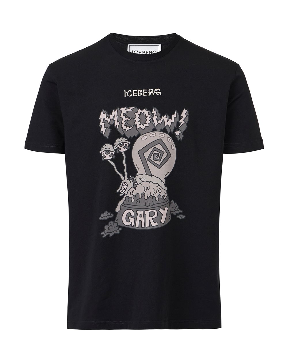 Schwarzes T-Shirt im Regular Fit aus nachhaltigem Stretch-Jersey - T-Shirts und Polohemden | Iceberg - Official Website
