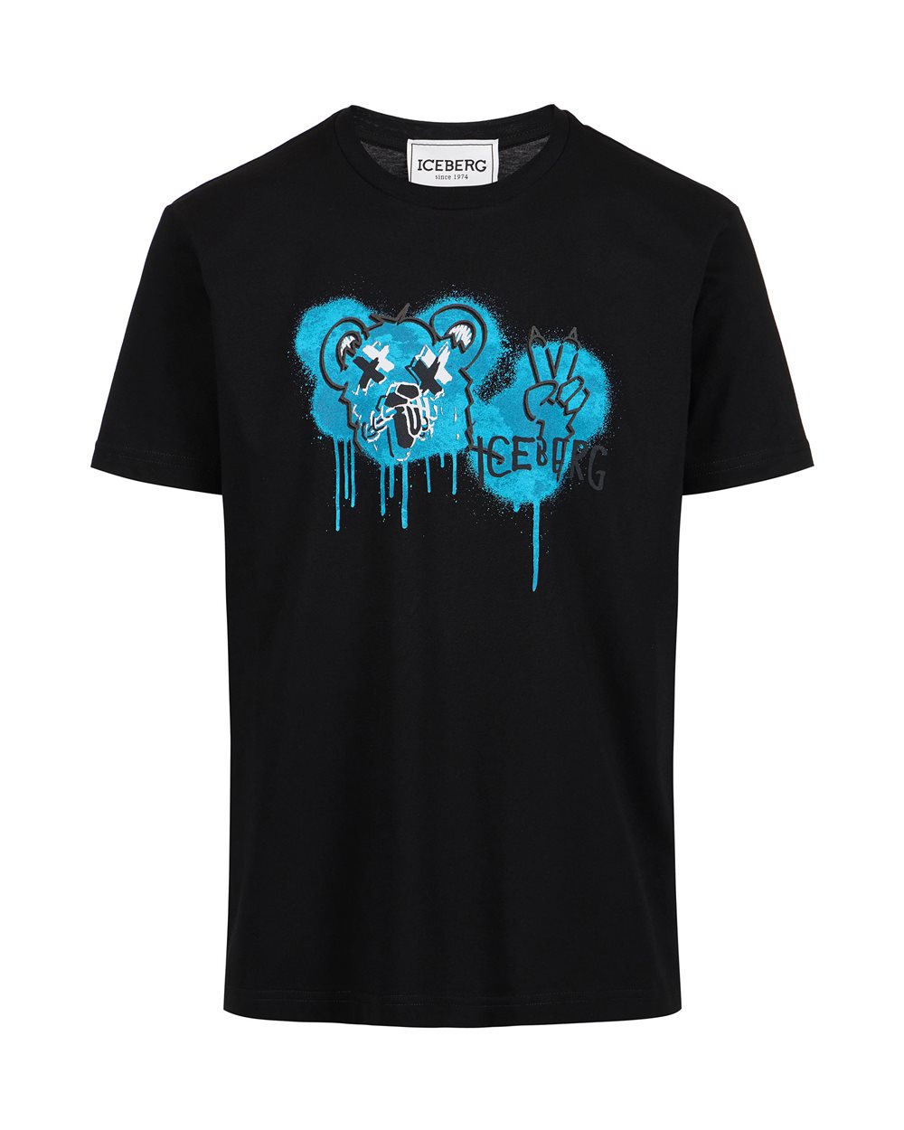 Classic black regular fit white cotton jersey t-shirt - Private Sale Man | Iceberg - Official Website